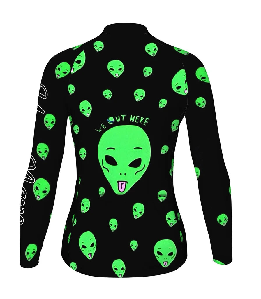 Customized Funny Women's Thermal Fleece Cycling Jersey Long Sleeve