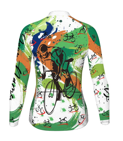 Customized Funny Women's Thermal Fleece Cycling Jersey Long Sleeve