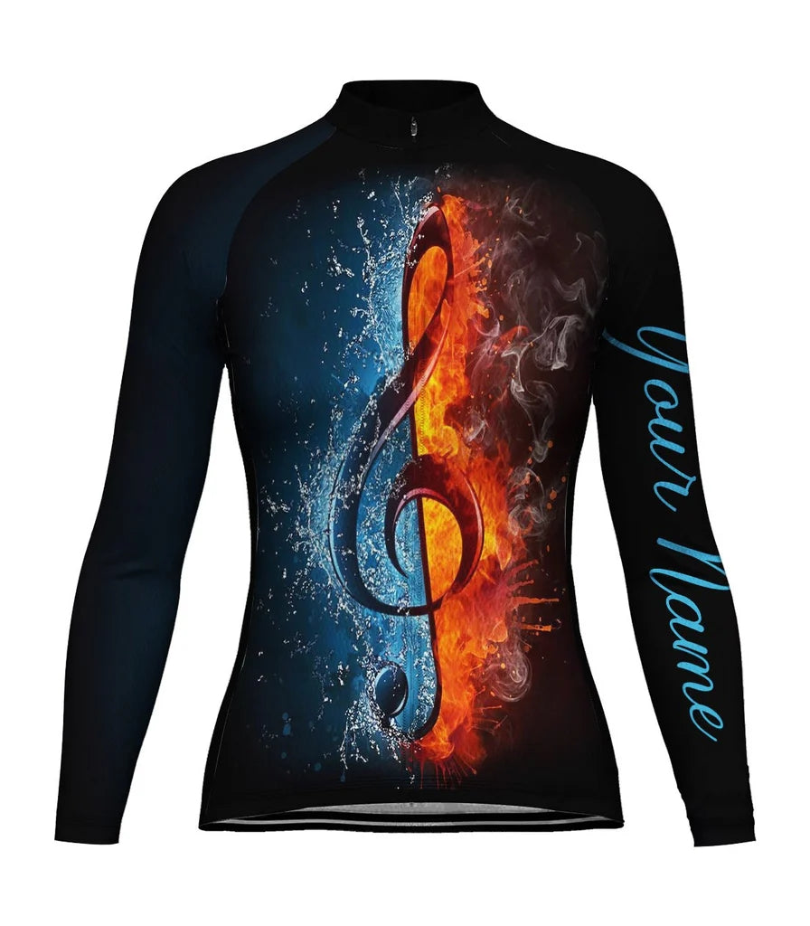 Customized Funny Women's Thermal Fleece Cycling Jersey Long Sleeve
