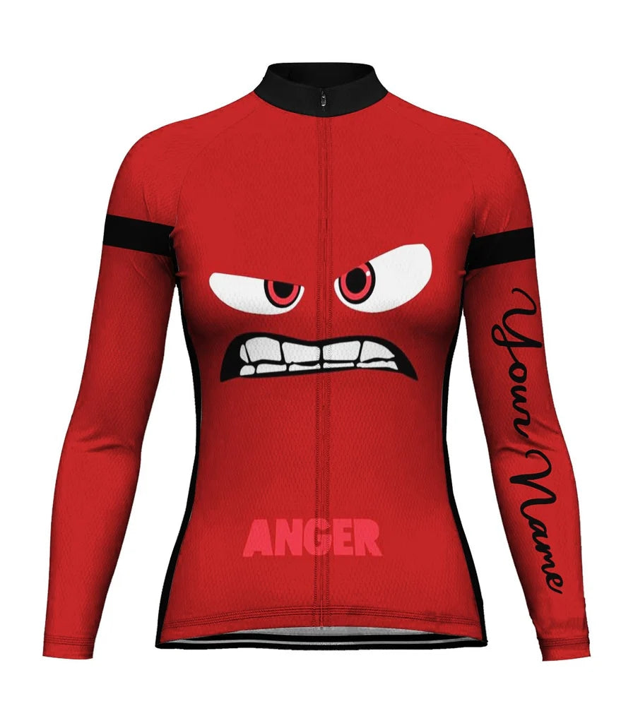 Customized Funny Women's Thermal Fleece Cycling Jersey Long Sleeve