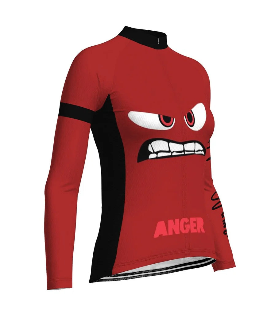 Customized Funny Women's Thermal Fleece Cycling Jersey Long Sleeve