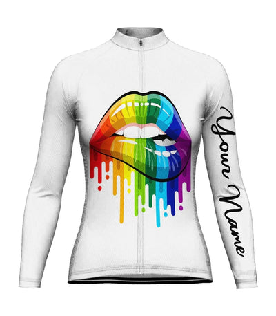 Customized Funny Women's Thermal Fleece Cycling Jersey Long Sleeve