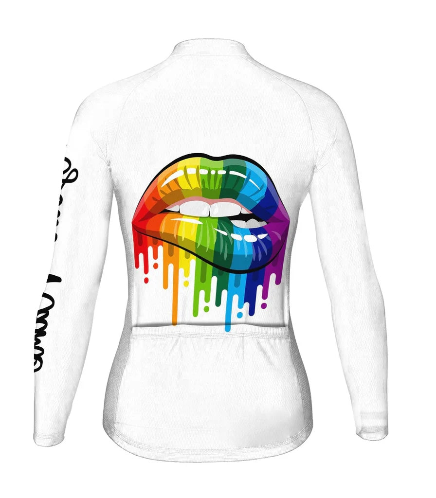 Customized Funny Women's Thermal Fleece Cycling Jersey Long Sleeve