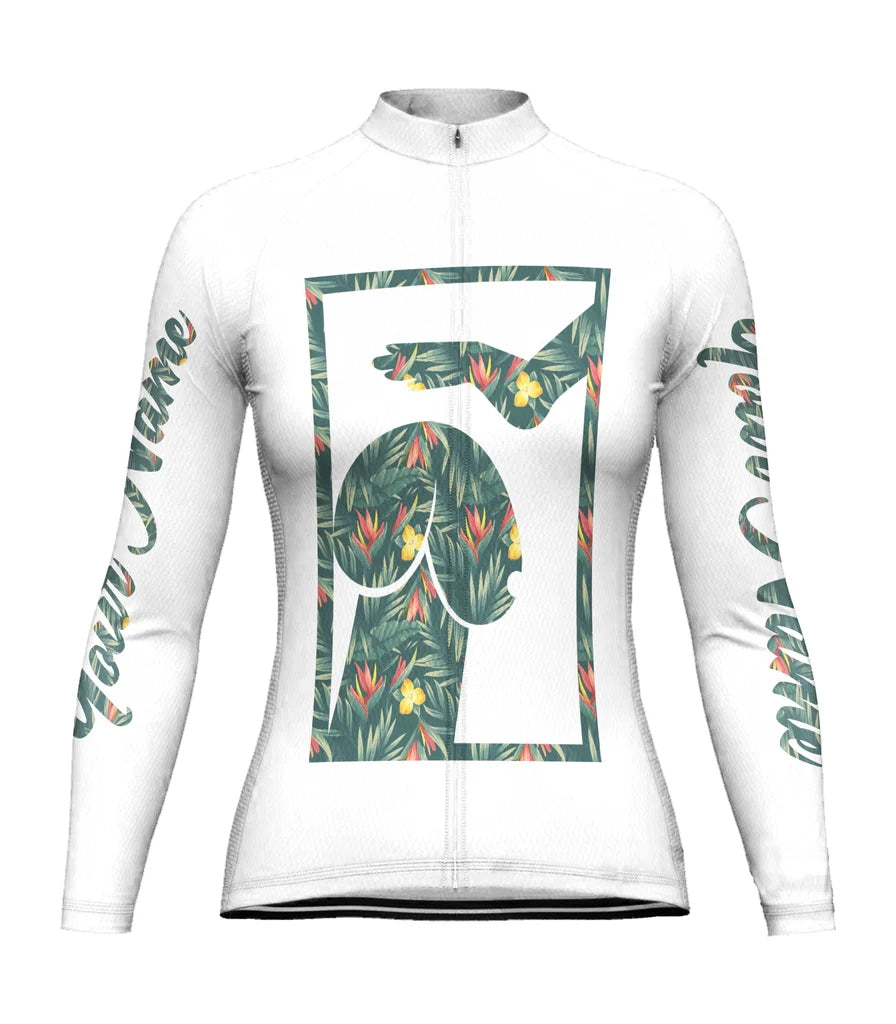 Customized Funny Women's Thermal Fleece Cycling Jersey Long Sleeve