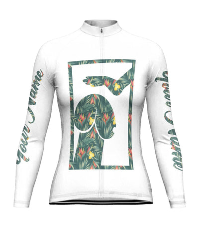 Customized Funny Women's Thermal Fleece Cycling Jersey Long Sleeve