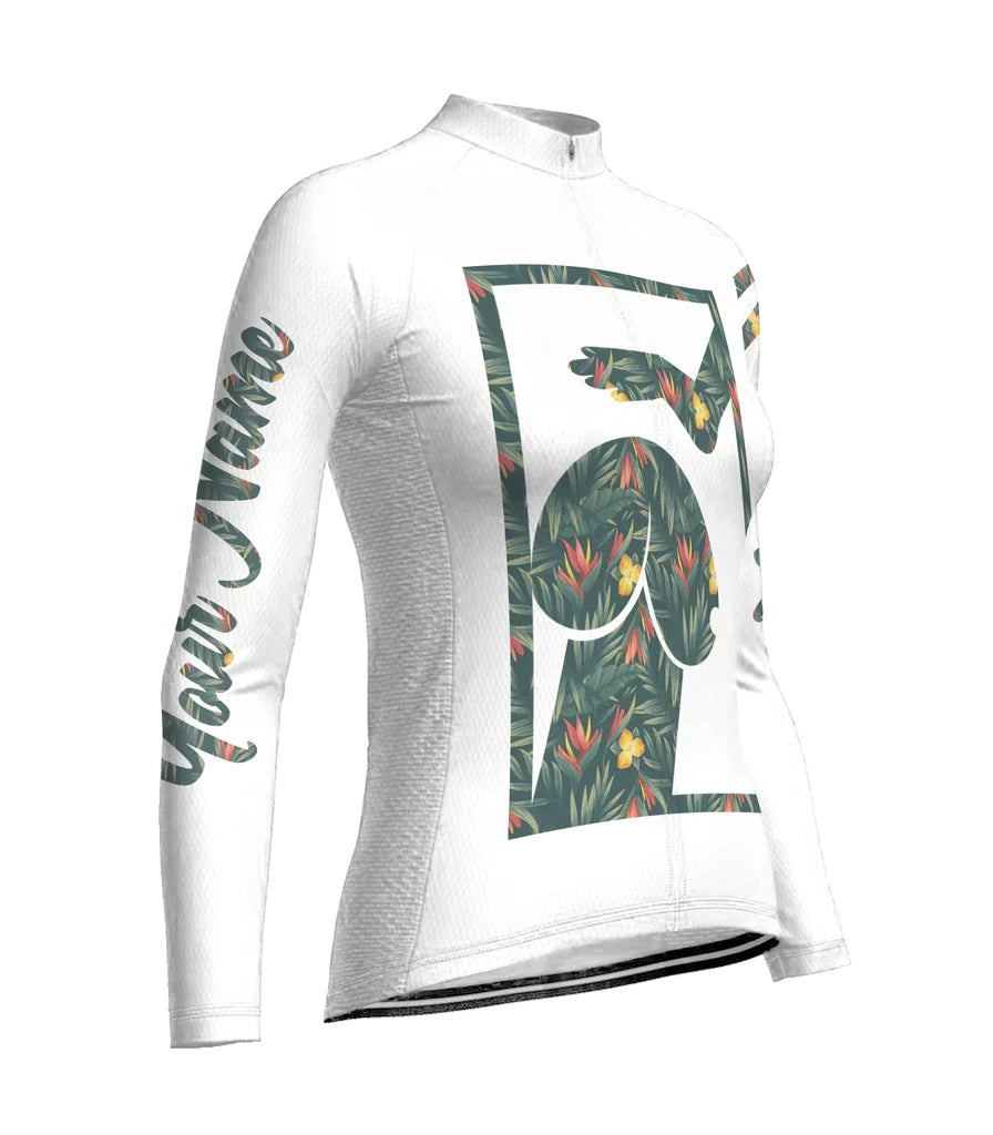 Customized Funny Women's Thermal Fleece Cycling Jersey Long Sleeve