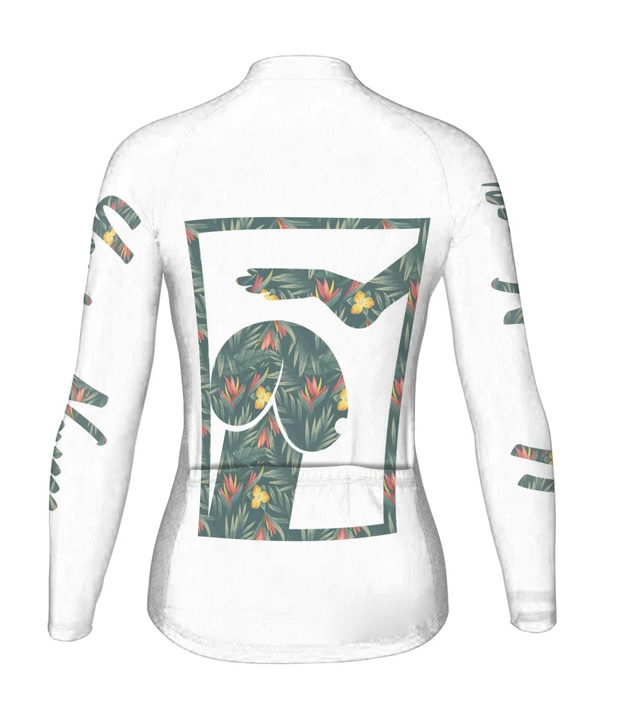 Customized Funny Women's Thermal Fleece Cycling Jersey Long Sleeve