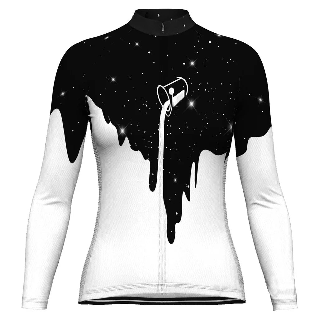 Customized Galaxy Women's Thermal Fleece Cycling Jersey Long Sleeve