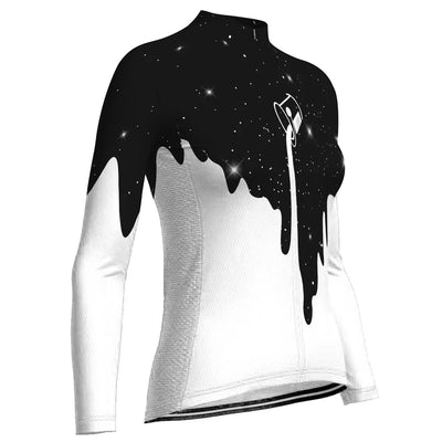 Customized Galaxy Women's Thermal Fleece Cycling Jersey Long Sleeve