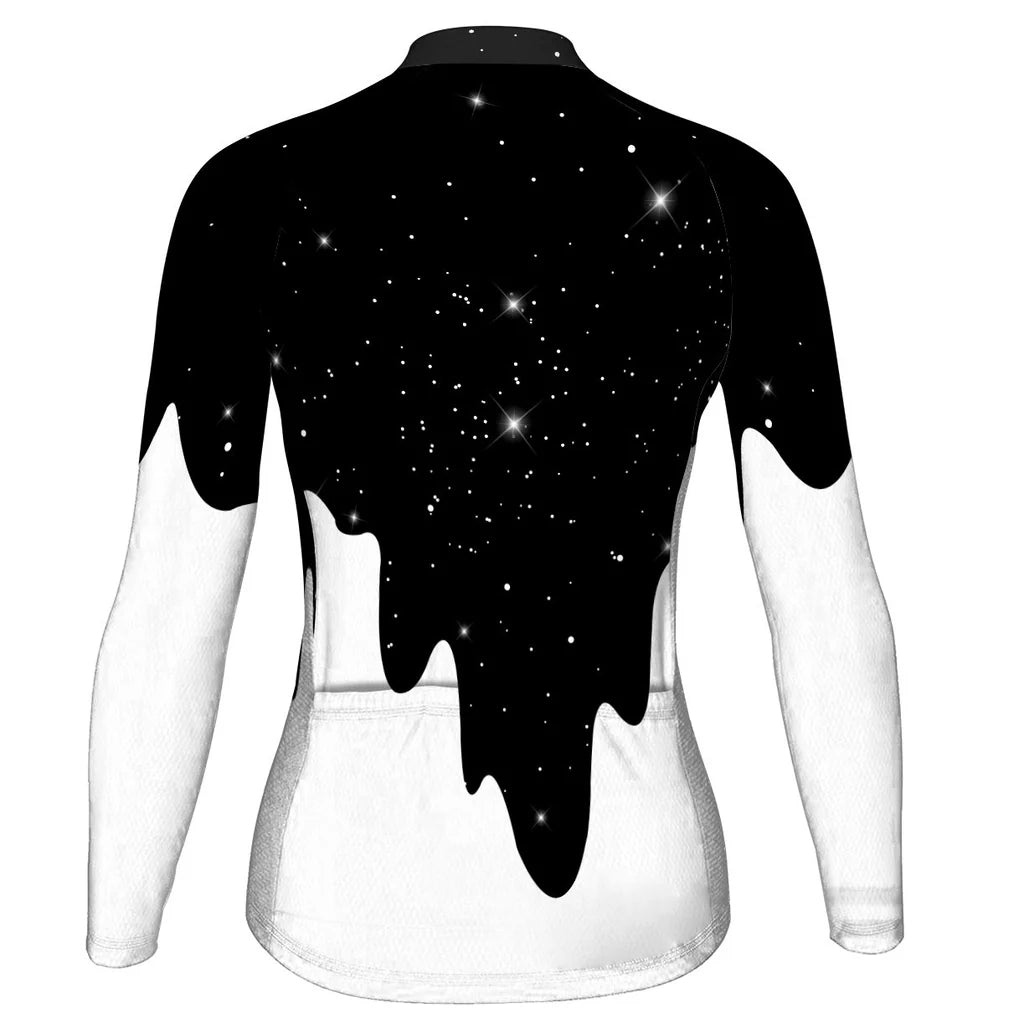 Customized Galaxy Women's Thermal Fleece Cycling Jersey Long Sleeve