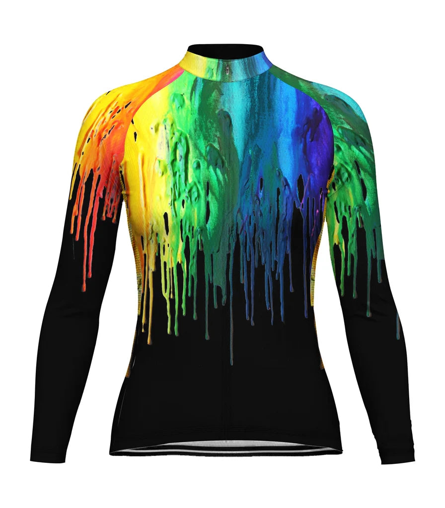 Customized Galaxy Women's Thermal Fleece Cycling Jersey Long Sleeve