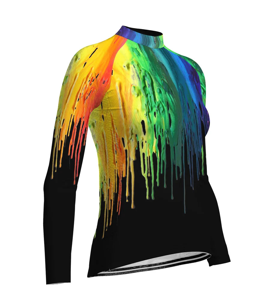 Customized Galaxy Women's Thermal Fleece Cycling Jersey Long Sleeve