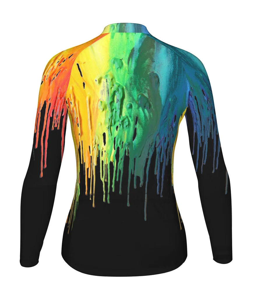 Customized Galaxy Women's Thermal Fleece Cycling Jersey Long Sleeve