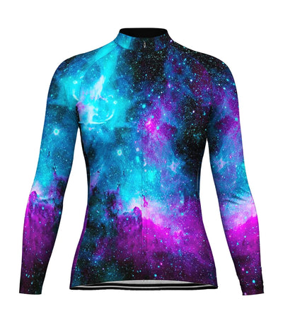 Customized Galaxy Women's Thermal Fleece Cycling Jersey Long Sleeve