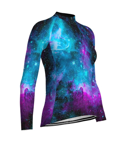 Customized Galaxy Women's Thermal Fleece Cycling Jersey Long Sleeve