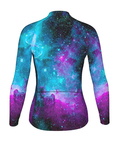 Customized Galaxy Women's Thermal Fleece Cycling Jersey Long Sleeve