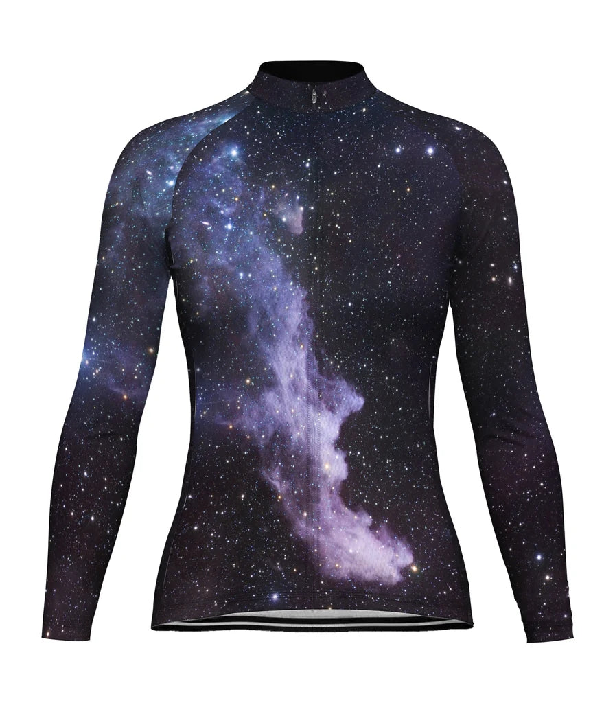 Customized Galaxy Women's Thermal Fleece Cycling Jersey Long Sleeve