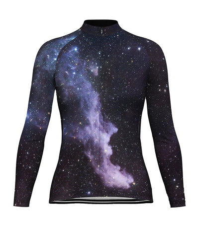 Customized Galaxy Women's Thermal Fleece Cycling Jersey Long Sleeve