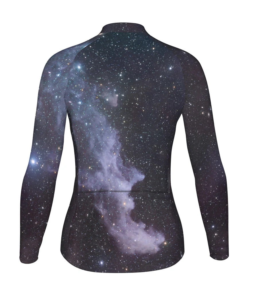 Customized Galaxy Women's Thermal Fleece Cycling Jersey Long Sleeve