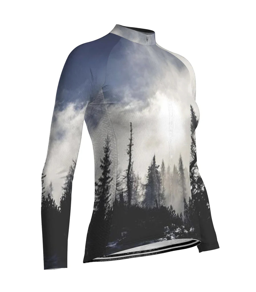 Customized Galaxy Women's Thermal Fleece Cycling Jersey Long Sleeve