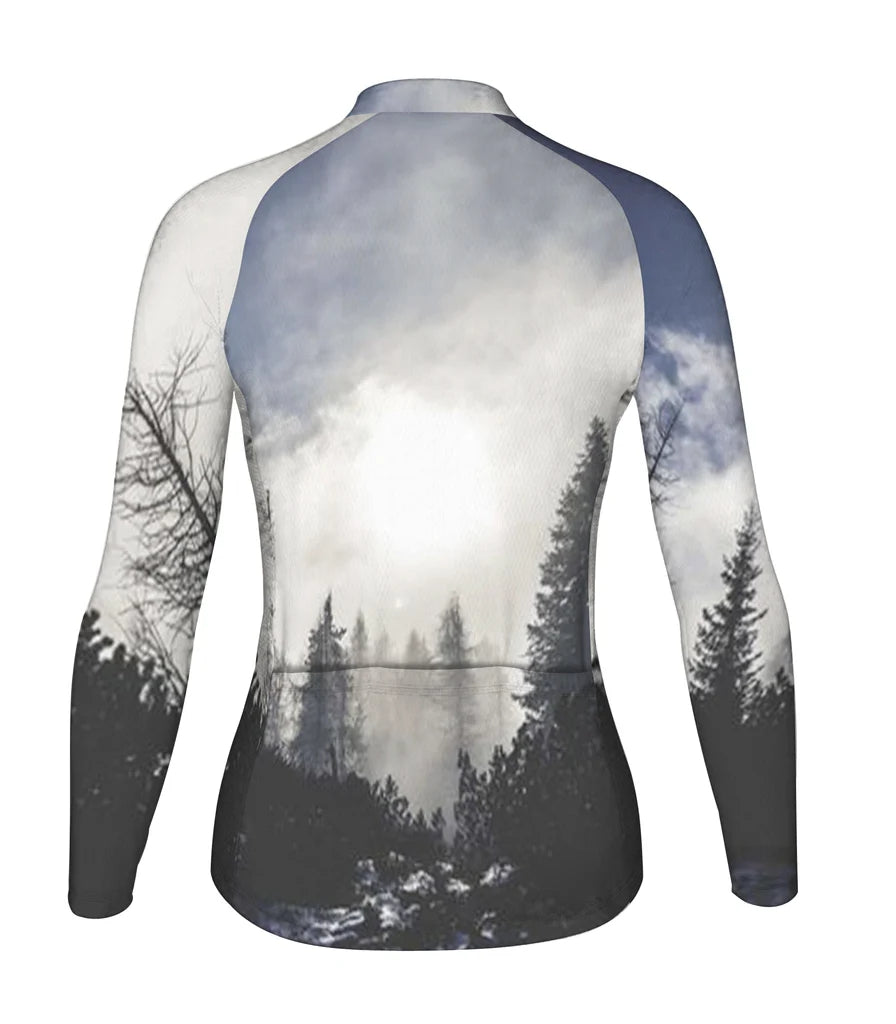 Customized Galaxy Women's Thermal Fleece Cycling Jersey Long Sleeve