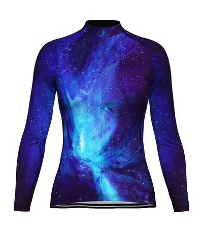 Customized Galaxy Women's Thermal Fleece Cycling Jersey Long Sleeve