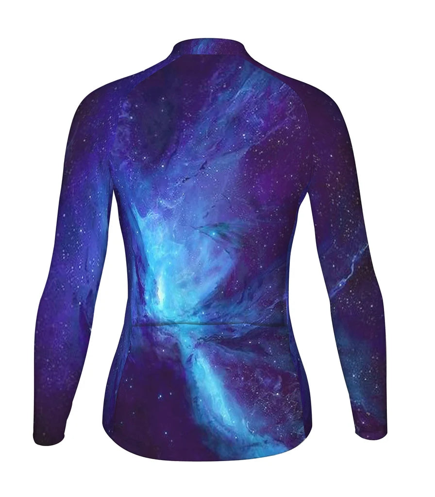 Customized Galaxy Women's Thermal Fleece Cycling Jersey Long Sleeve