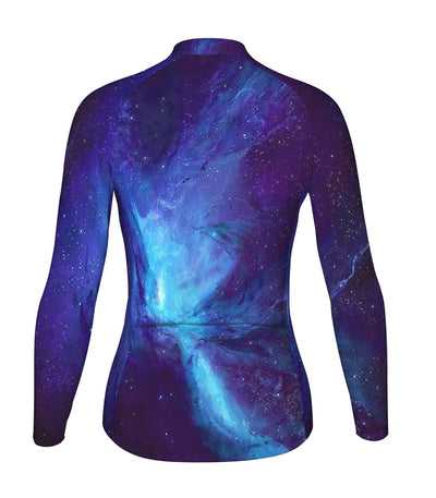 Customized Galaxy Women's Thermal Fleece Cycling Jersey Long Sleeve