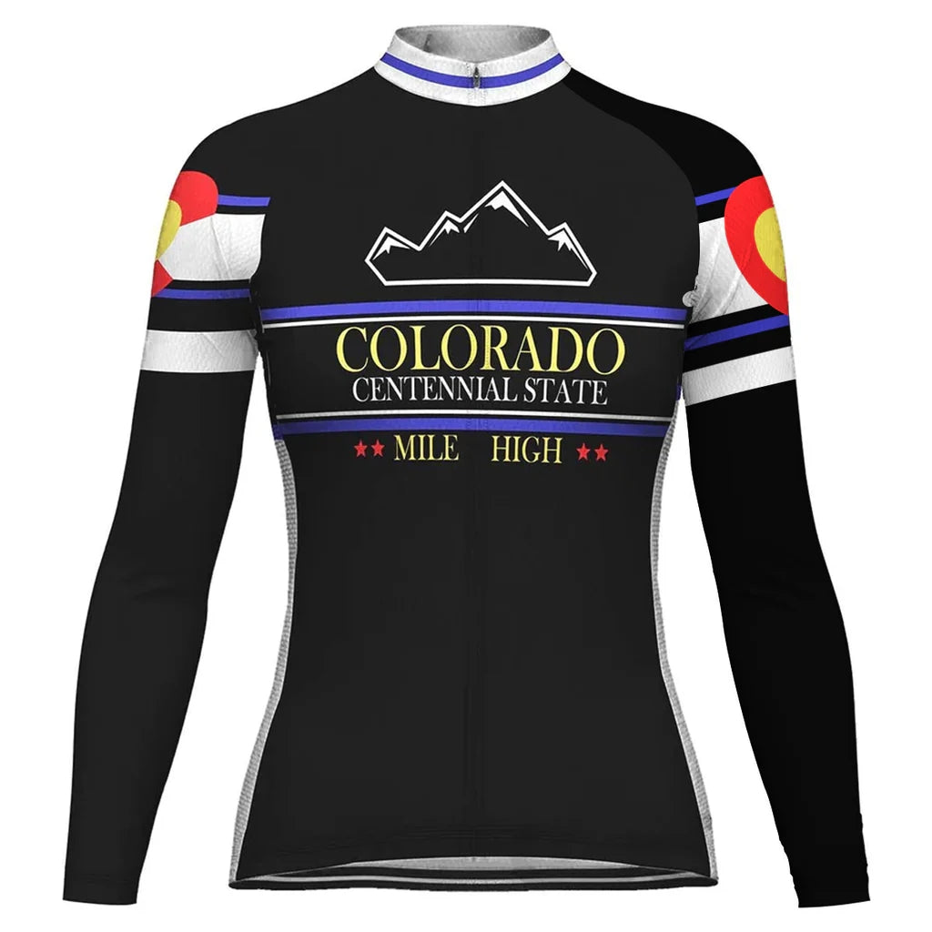 Customized Colorado Women's Thermal Fleece Cycling Jersey Long Sleeve