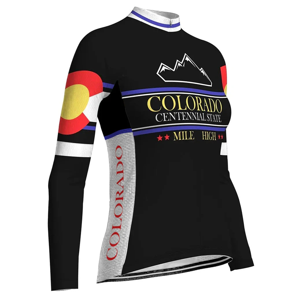 Customized Colorado Women's Thermal Fleece Cycling Jersey Long Sleeve