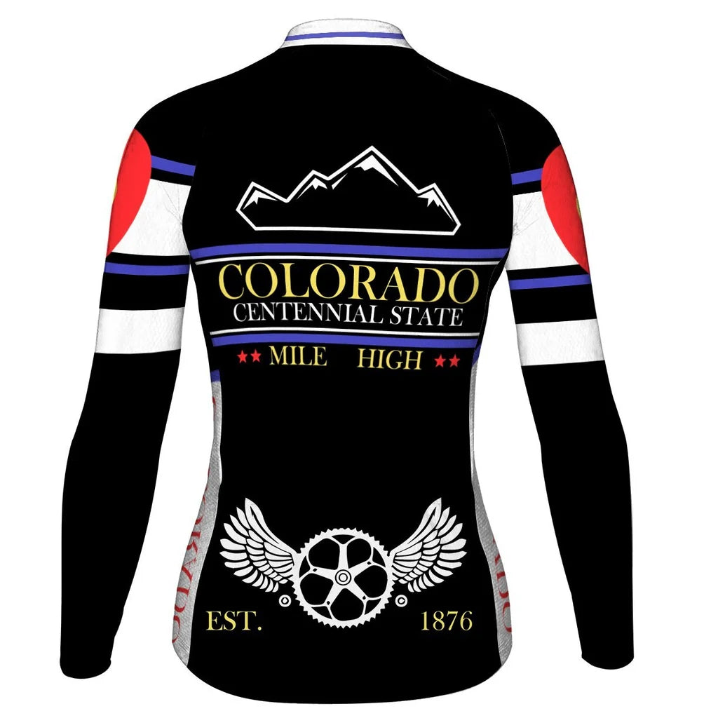 Customized Colorado Women's Thermal Fleece Cycling Jersey Long Sleeve