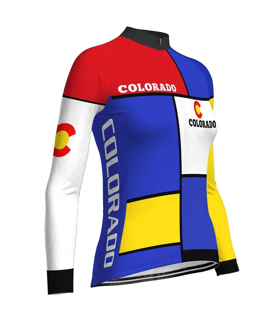 Customized Colorado Women's Thermal Fleece Cycling Jersey Long Sleeve