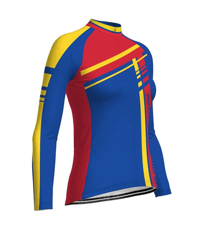 Customized Colombian Women's Thermal Fleece Cycling Jersey Long Sleeve
