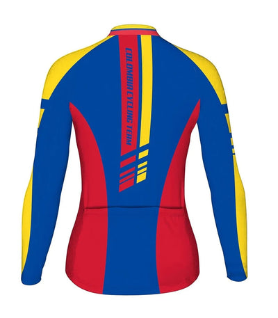 Customized Colombian Women's Thermal Fleece Cycling Jersey Long Sleeve
