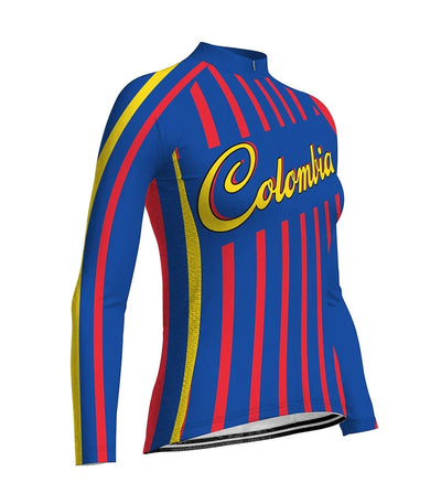 Customized Colombian Women's Thermal Fleece Cycling Jersey Long Sleeve