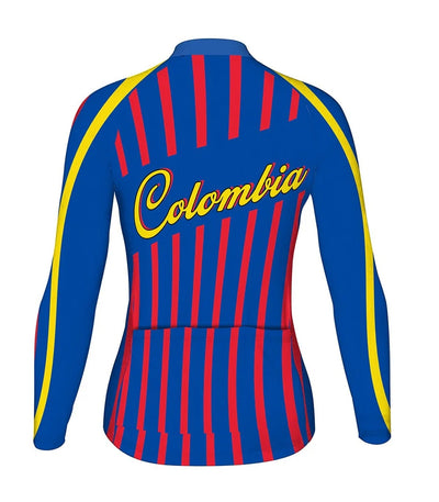 Customized Colombian Women's Thermal Fleece Cycling Jersey Long Sleeve