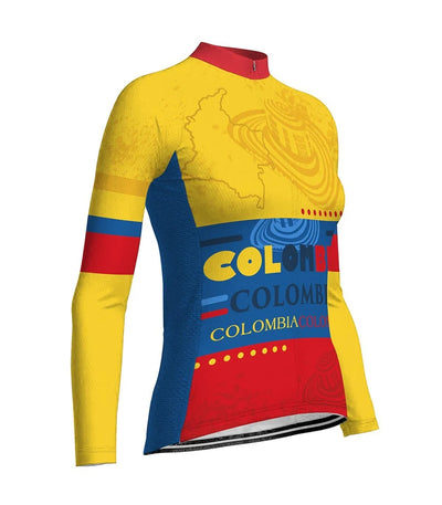 Customized Colombian Women's Thermal Fleece Cycling Jersey Long Sleeve