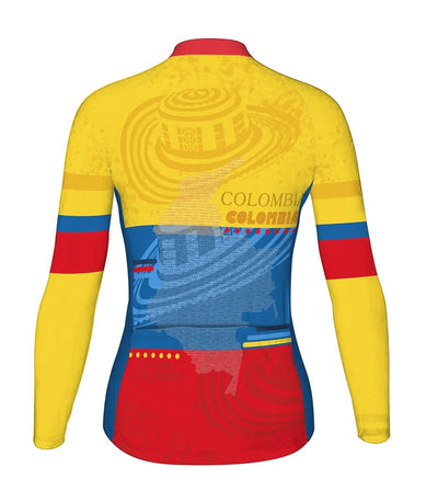 Customized Colombian Women's Thermal Fleece Cycling Jersey Long Sleeve