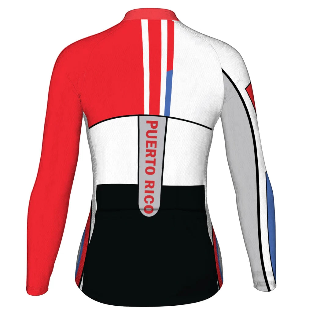 Personalize Puerto Rico Women's Cycling Jersey Long Sleeve