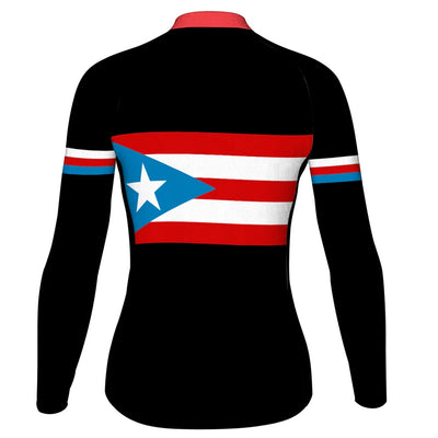 Customized Puerto Rico Women's Winter Thermal Fleece Cycling Jersey Long Sleeve