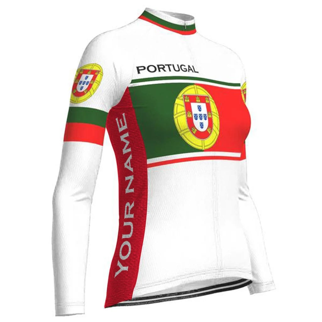 Customized Portugal Women's Cycling Jersey Long Sleeve