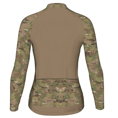 Custom Camo Women's Winter Thermal Fleece Cycling Jersey Long Sleeve