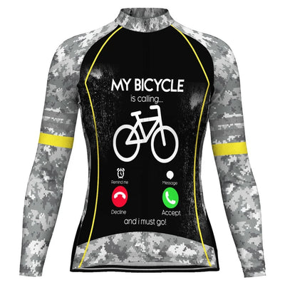 Custom Camo Women's Winter Thermal Fleece Cycling Jersey Long Sleeve