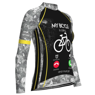 Custom Camo Women's Winter Thermal Fleece Cycling Jersey Long Sleeve