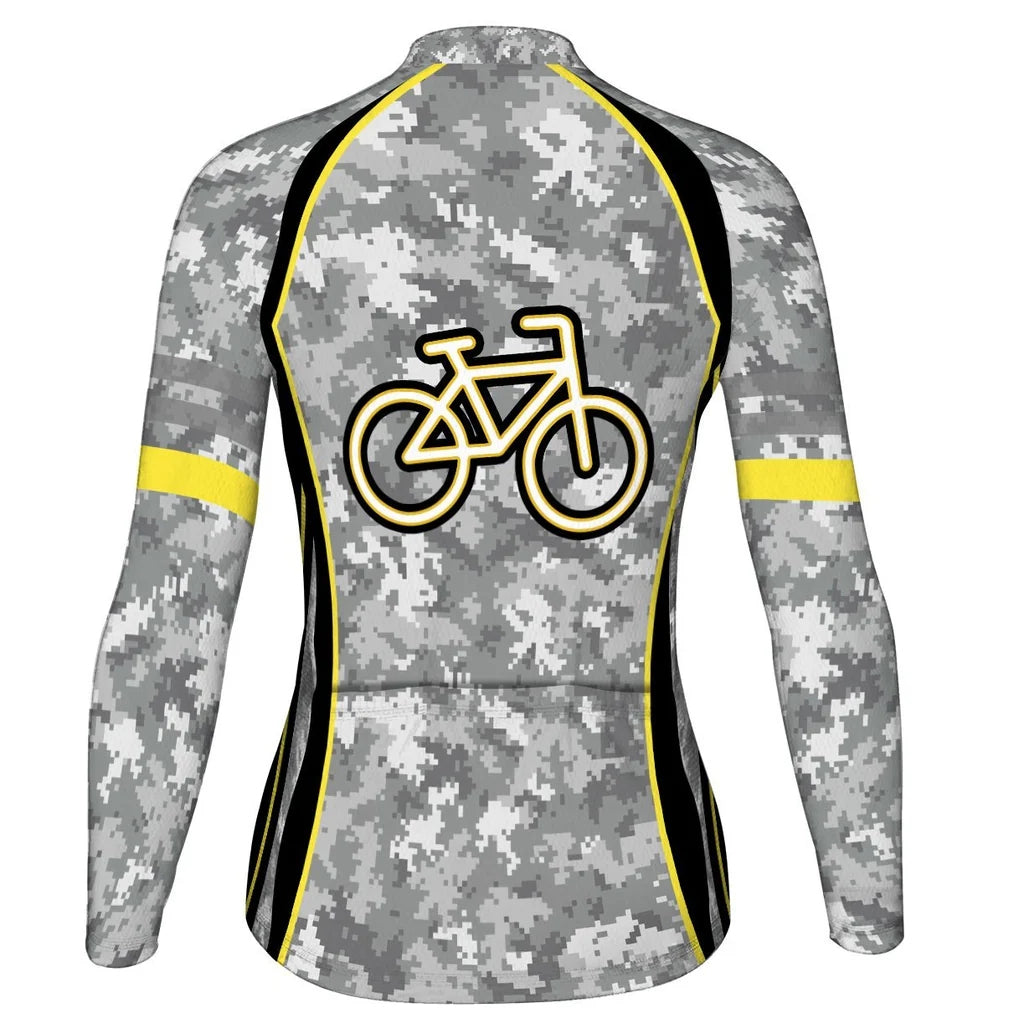 Custom Camo Women's Winter Thermal Fleece Cycling Jersey Long Sleeve