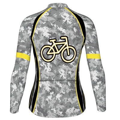 Custom Camo Women's Winter Thermal Fleece Cycling Jersey Long Sleeve