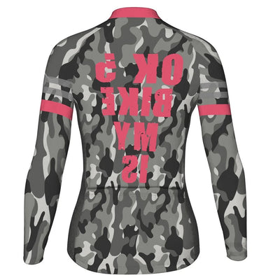 Custom Camo Women's Winter Thermal Fleece Cycling Jersey Long Sleeve