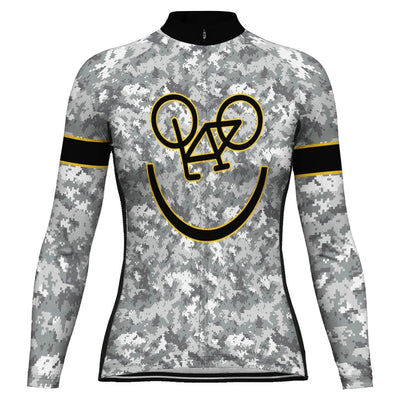 Custom Camo Women's Winter Thermal Fleece Cycling Jersey Long Sleeve