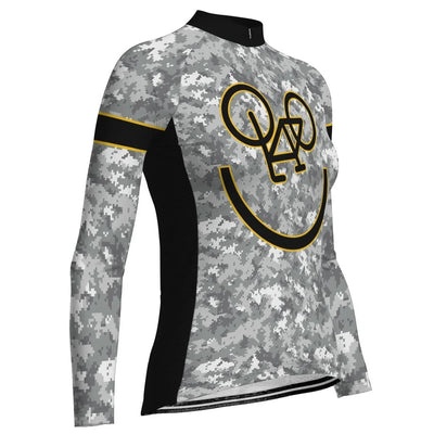 Custom Camo Women's Winter Thermal Fleece Cycling Jersey Long Sleeve