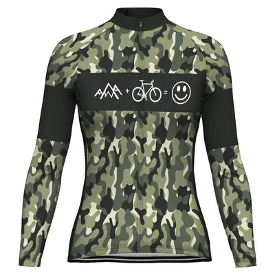 Custom Camo Women's Winter Thermal Fleece Cycling Jersey Long Sleeve